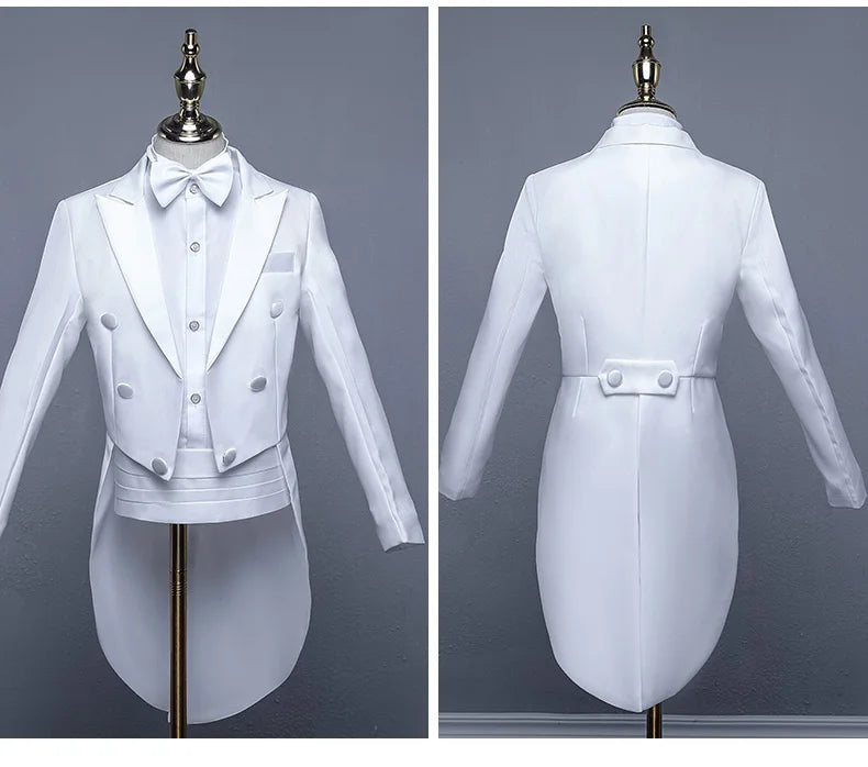 Children Tuxedo Tailcoat Formal Dress Suits Swallow Tail Coat Boy's Jacket Pants Suits Party Dance Magic Stage Performance Tails