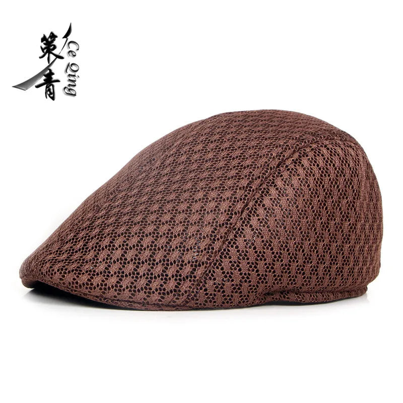 Big Head 58-61cm Summer Men Newsboy Breathable Cap Mesh Cabbie Golf Driving Sun Flat Beret Hats Caps Visors BAZAARHUBO