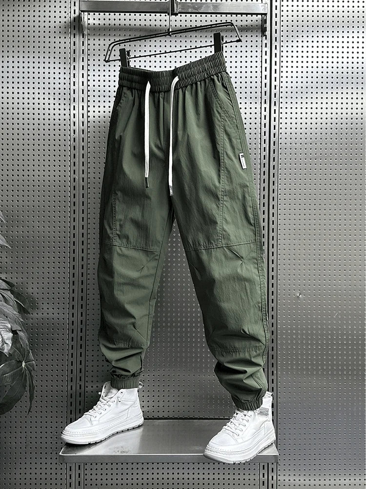 Summer Fashion New Men Breathable Casual Trousers Loose Tying Feet Versatile Simple Solid Color Harem Pants