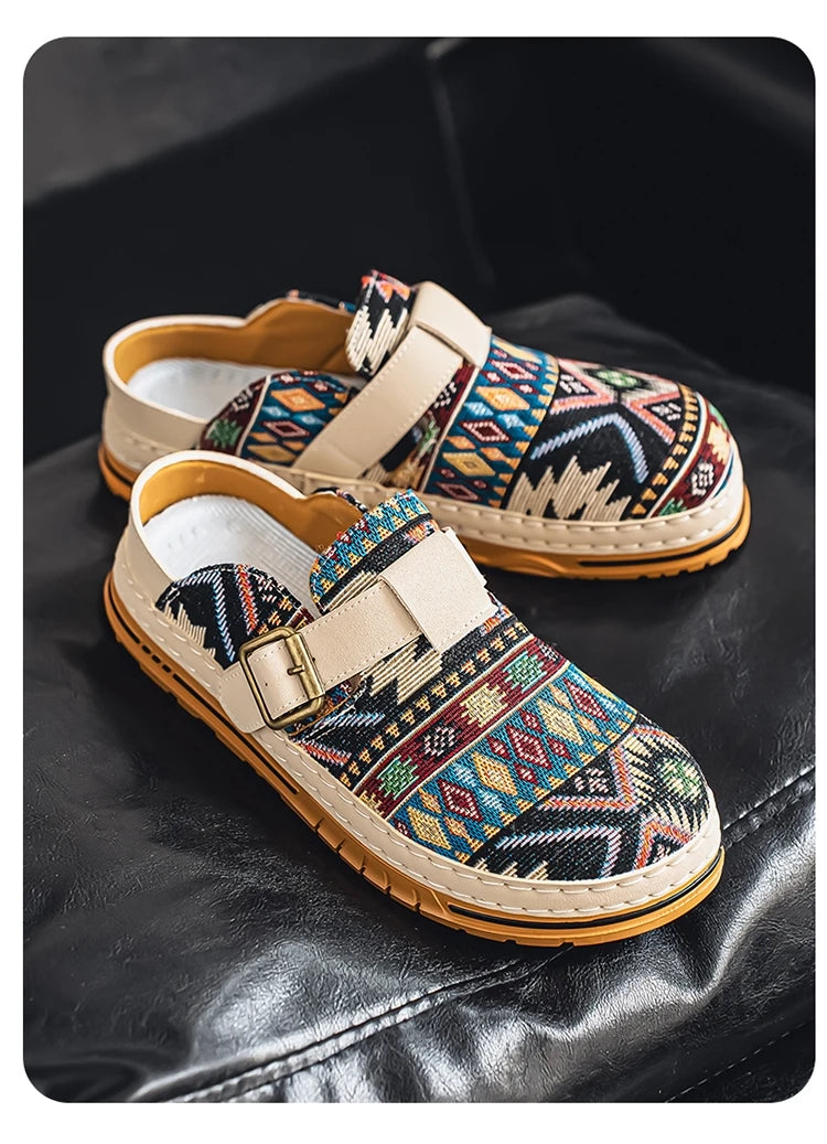 Men's Wide-Toe Round-Toe Sandals Casual Shoes for Spring and Summer, Versatile Commuter Slippers, One-Step Lazy Trendy Footwear