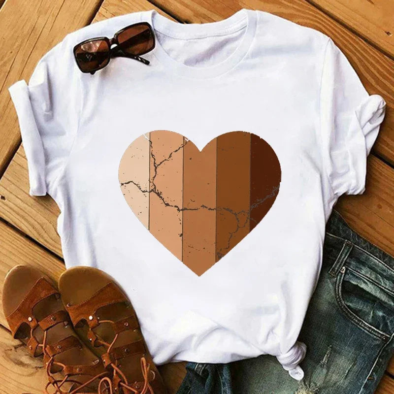 Fashion Print T-shirt Kawaii Melanin T Shirt Women Funny Black African Curly Hair Girl Graphic Tees Aesthetic Tshirt Female