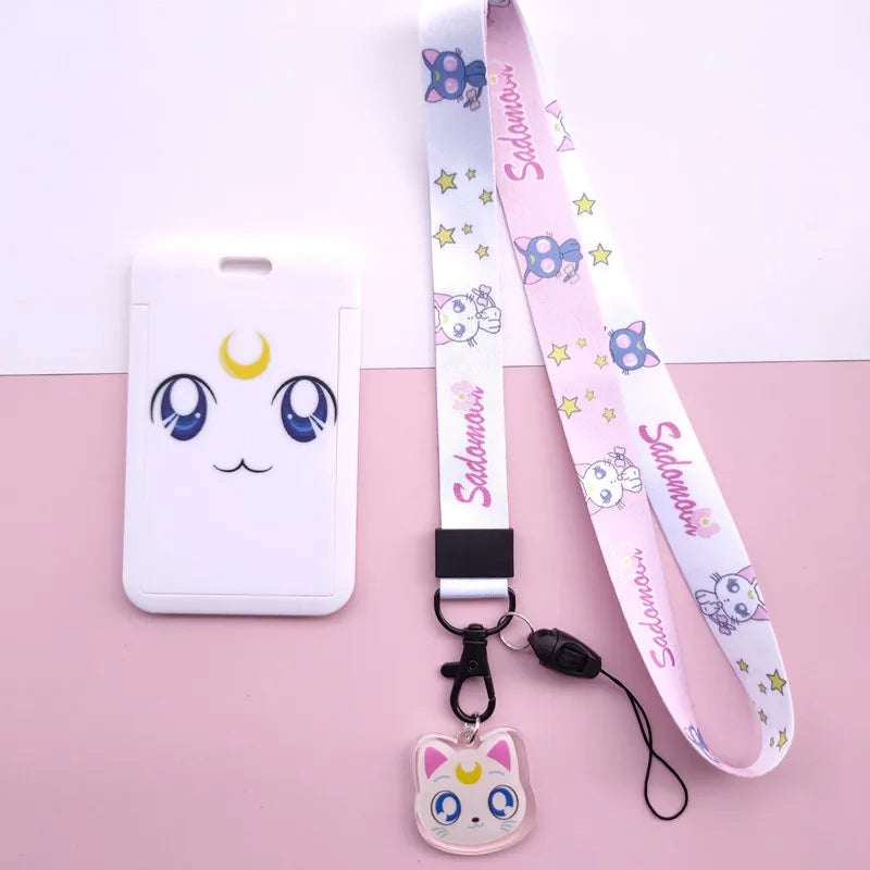 New Cartoon Girls Anime Lanyard Credit Card ID Holder Bag Student Women Travel Bank Bus Business Card Cover Badge