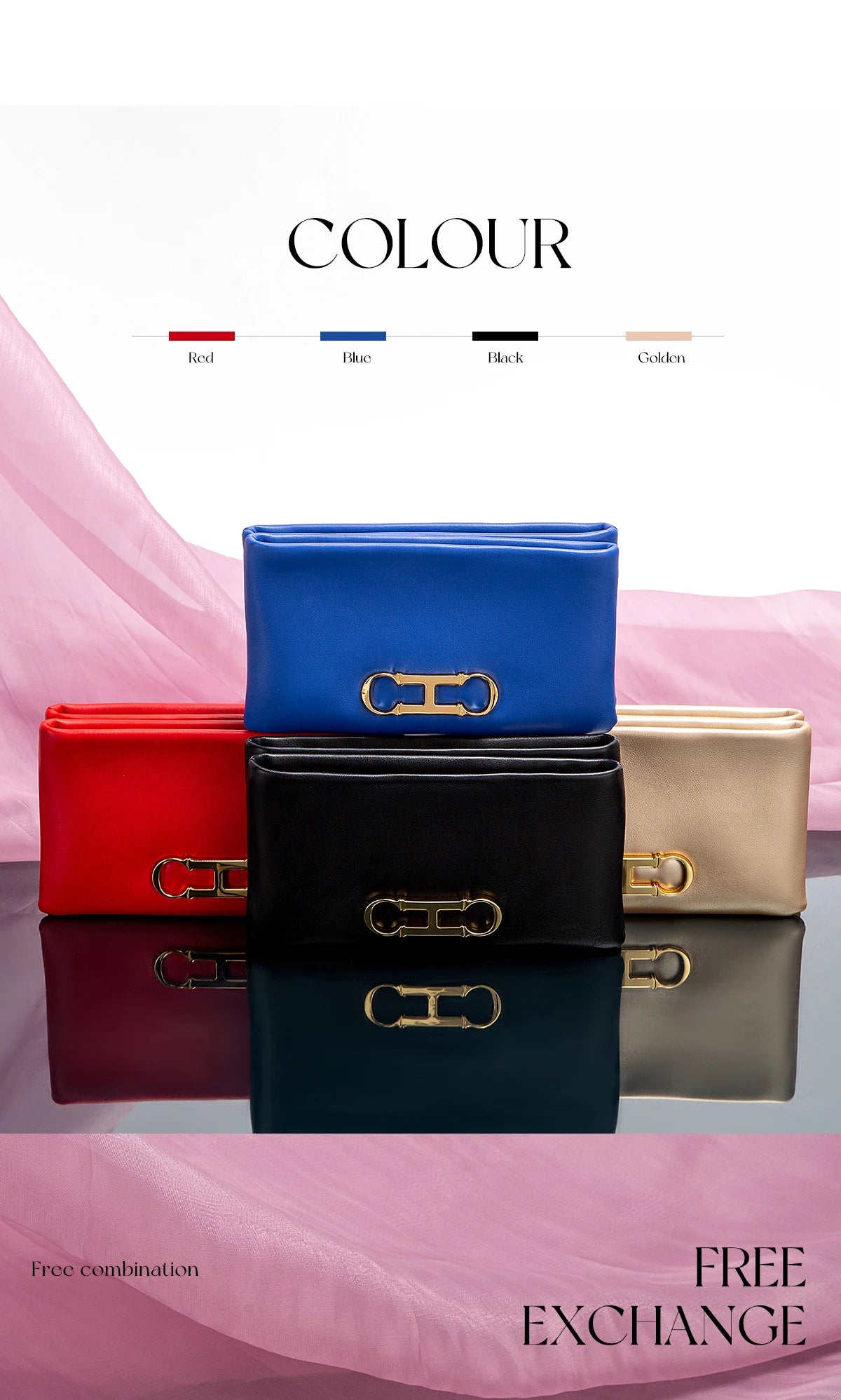 Retro and Versatile Solid-color Fashion New Women's Rectangular Clutch Minimalist Classic Letter-style Cardholder
