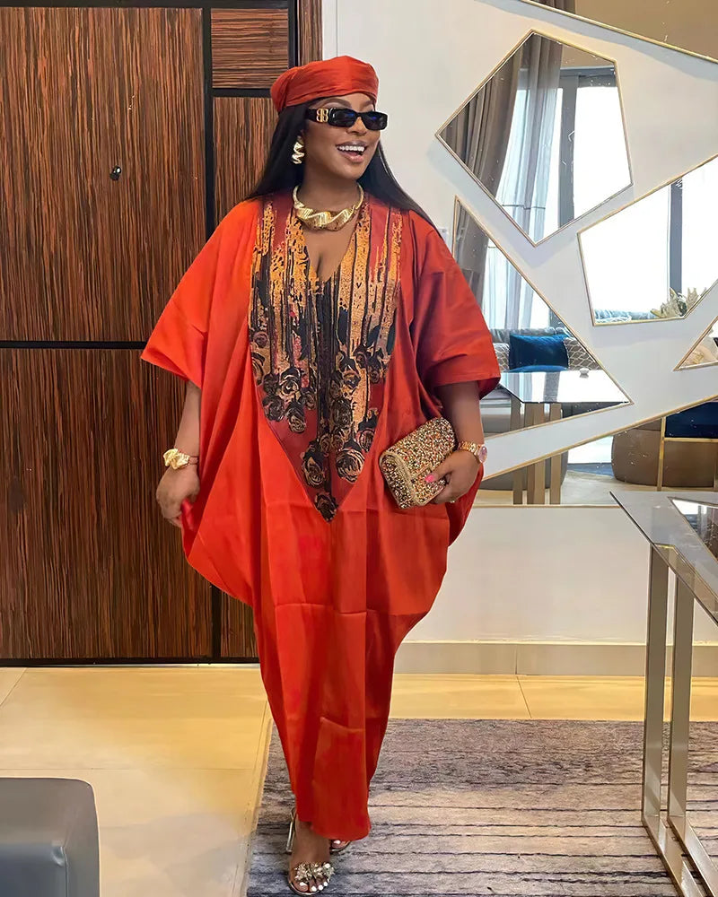 African Ethnic Style Long Dresses for Women 2026 Traditional Printed Patchwork Muslim Abayas Hijab Females Loose Robe Plus Size