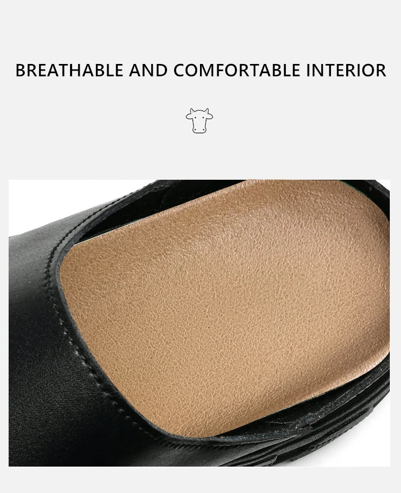 Summer Men Business Formal Shoes Genuine Leather Sandals Designers for Men Mules Outdoor Casual Slippers Comfy Office Work Shoes