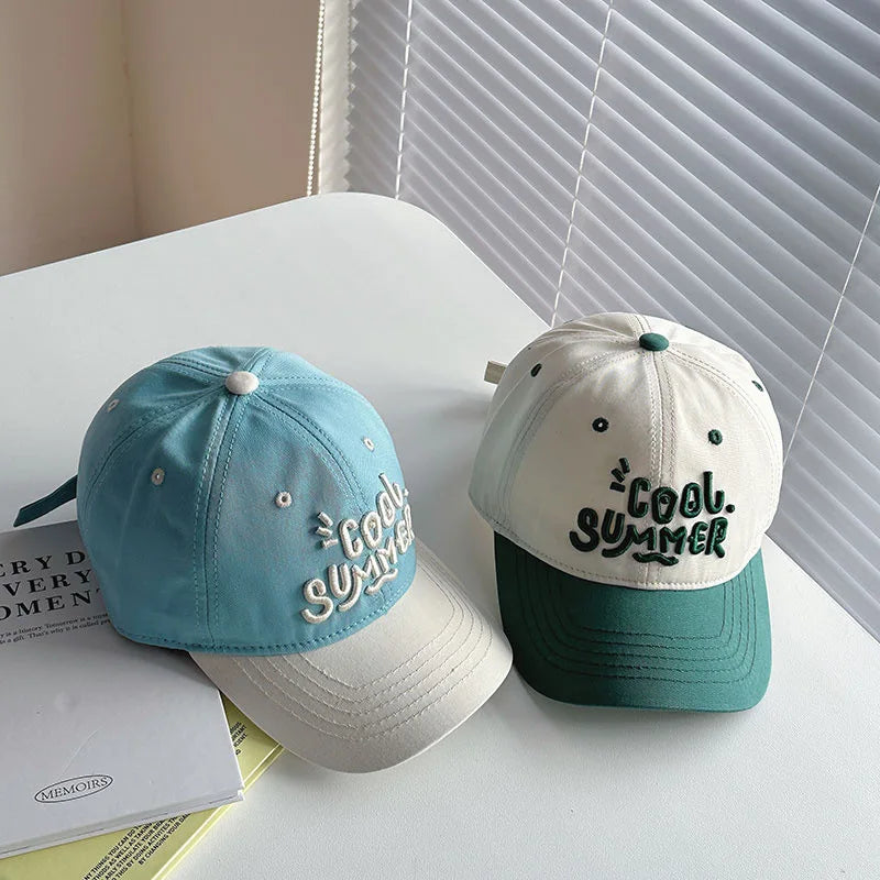 Letter Colorblock Kids Baseball Cap Summer Sunshade Toddler Peaked Hat Korean Embroidered Children Sun Hats