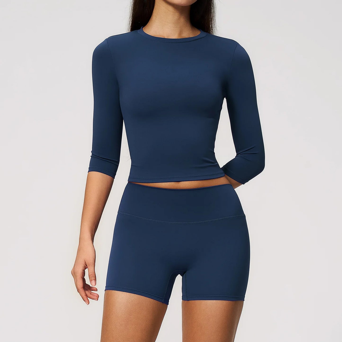 Sportswear Workout Clothes 2026 New Yoga Outfit Set For Women Slim Fit Mid Sleeve Shorts Outdoor Fitness Half Sleeve Sports Suit