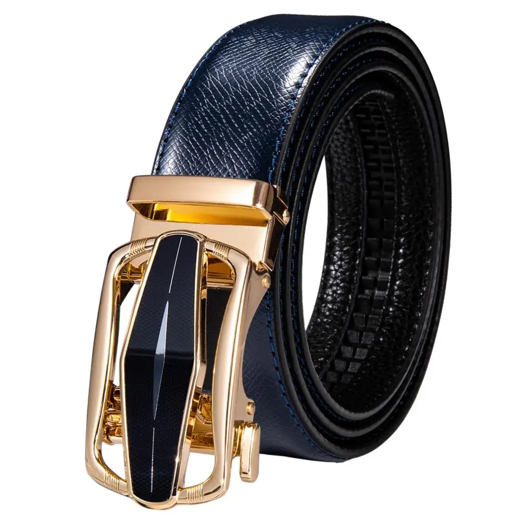 High Quality Mens Belts Black Brown Blue White Green Leather Straps Casual Gold Automatic Buckles Waistband Belt for Men Wedding BAZAARHUBO