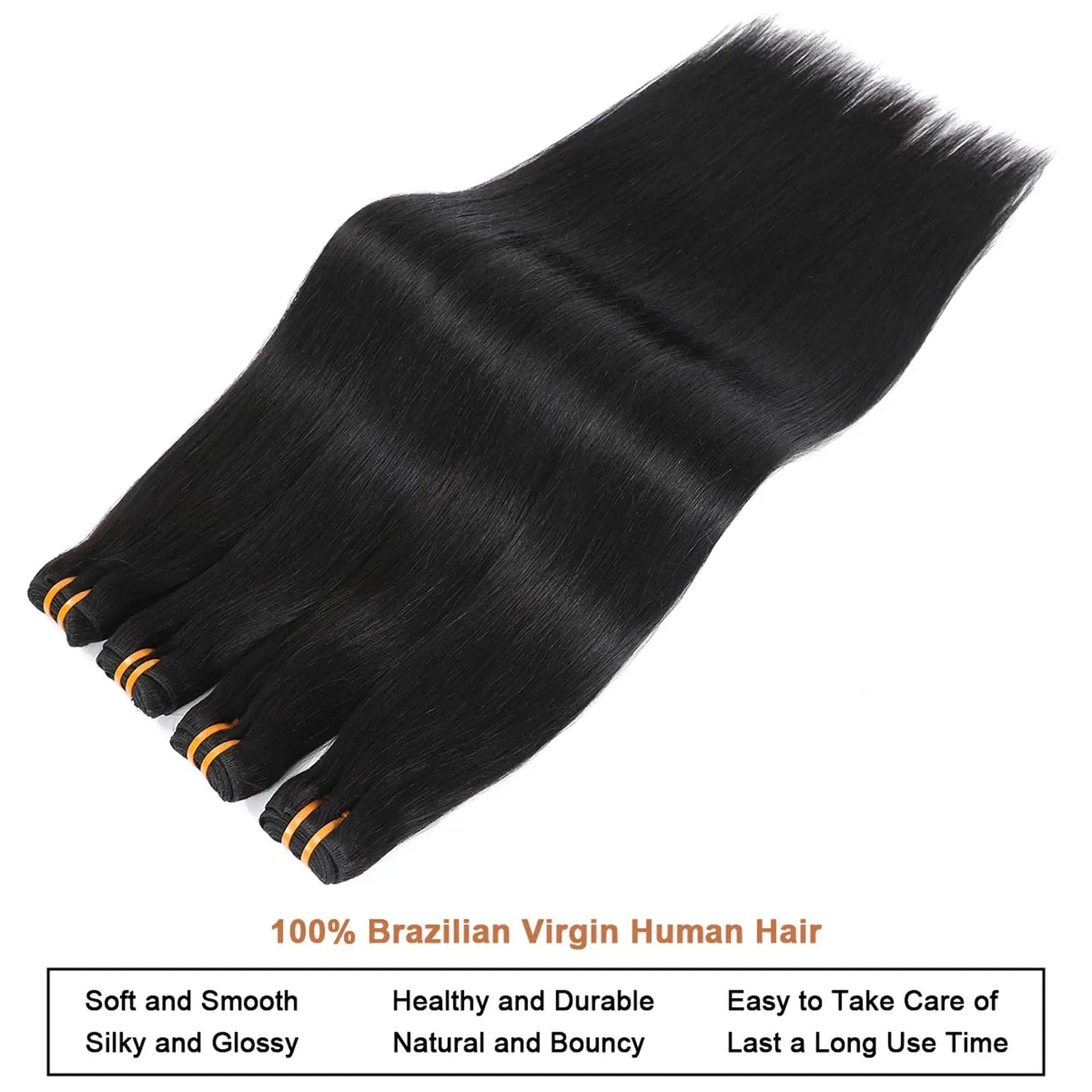 Jupade Human Hair Bundles Remy Straight Bundles Human Hair 1/3 PC Straight Quick Weave Hair Bundles Sew In Human Hair Extension