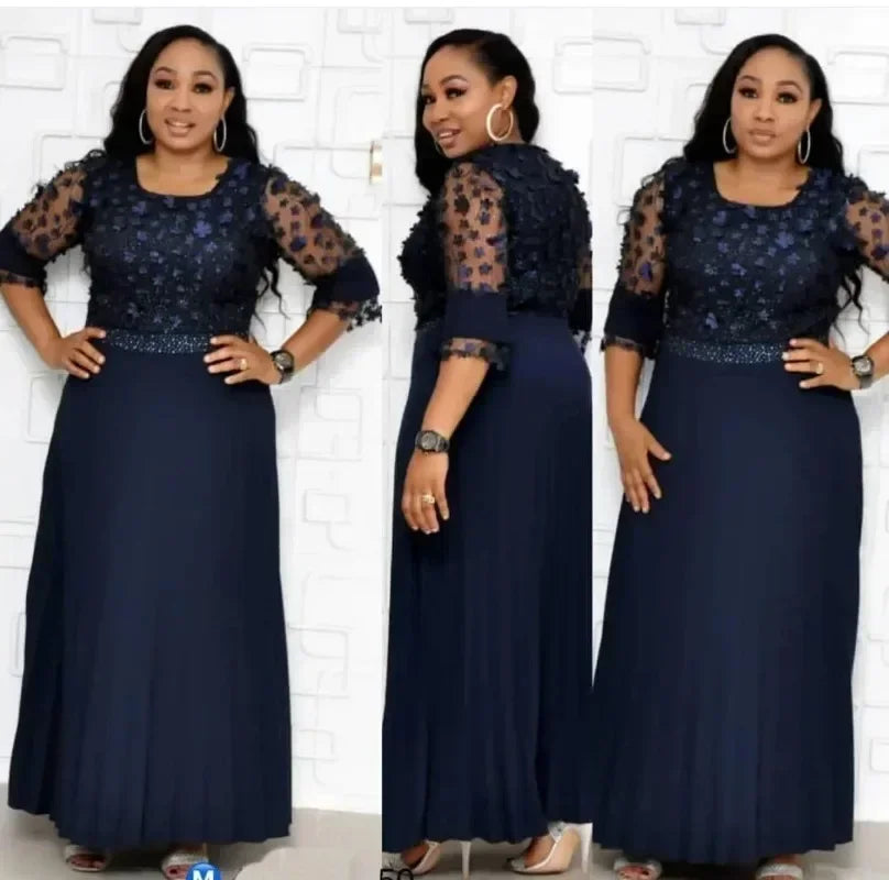 African Dresses For Women 2025 Africa Clothing Muslim Pleated Long Dress Fashion African Maxi Dress For Lady