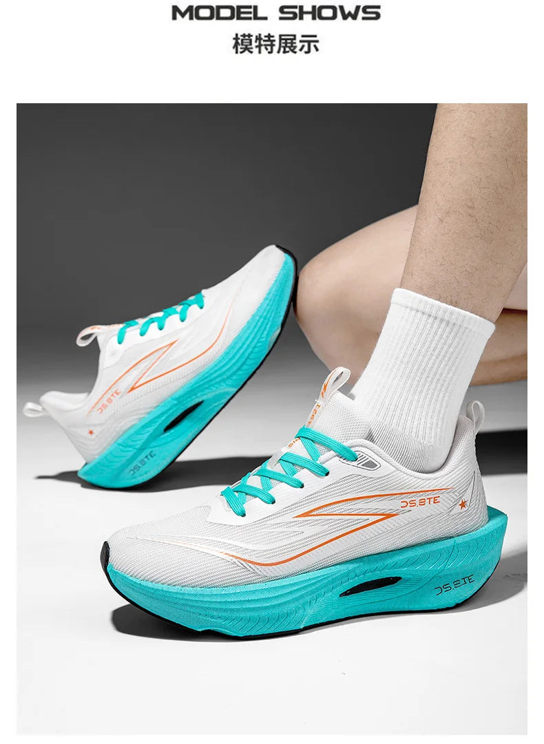 [Sports Shoes] Men's ultra light professional marathon running shoes, carbon plate cushioning, breathable low cut design, fluore