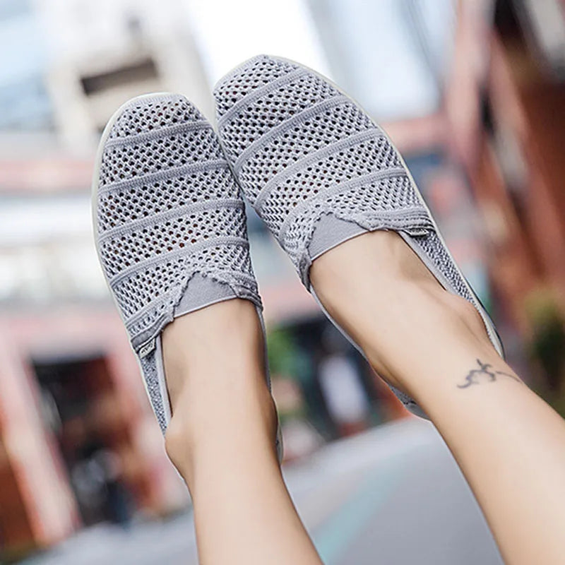 Women's Mesh Breathable Loafers Solid Color Slip On Summer Platform Sneakers Women Walking Casual Shoes Zapatos Mujer WSH5094