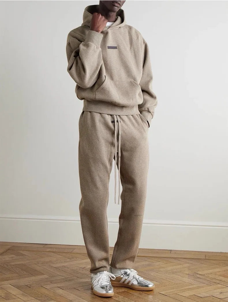 Season 9 Men's Oversized Hoodies Two-pieces Sets Brand Design Metallic Texture Silicone Letter Hoodie Couple Sports Tracksuits