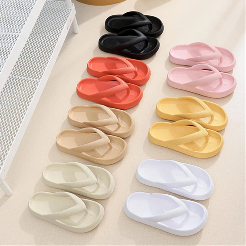Rimocy Soft Sole EVA Women's Flip Flops 2025 Summer Beach Non-slip Cloud Slippers Women Thick Platform Clip Toe Bathroom Slides