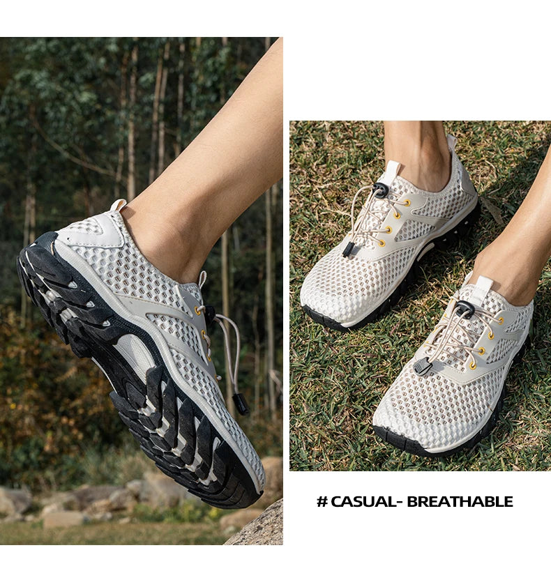 Breathable Mesh Men's Sneakers Outdoor Shoes For Men Summer Hiking Shoes Big Size 39-47 Wading Shoes Athletic Walking Shoes
