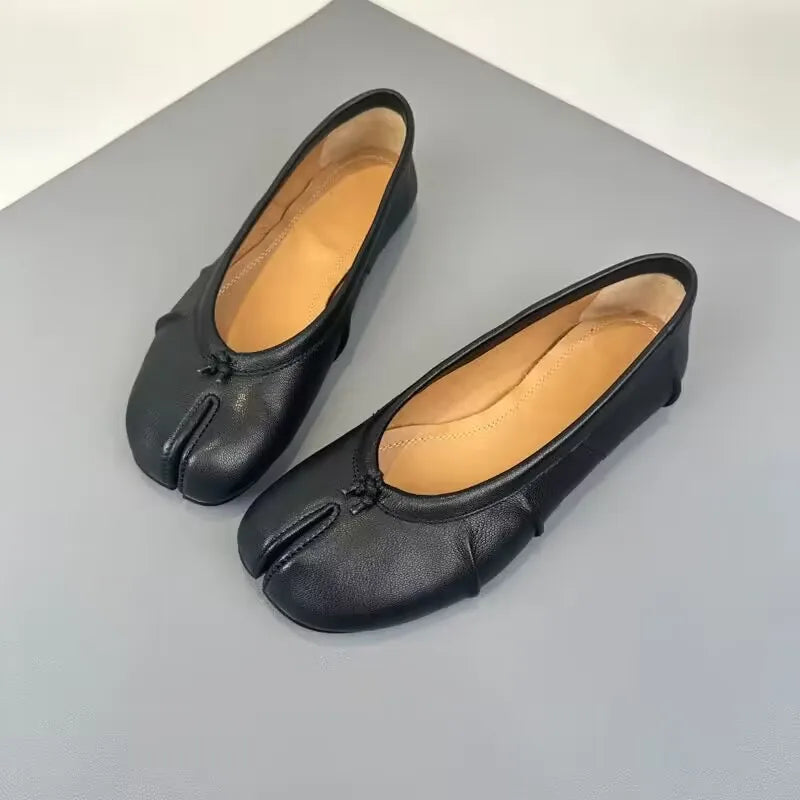 Women Tabi Ninja Soft Comfy Increase Height 3cm Flats Shoes Fashion Bow Knot Split Toe Casual Loafers Shoes