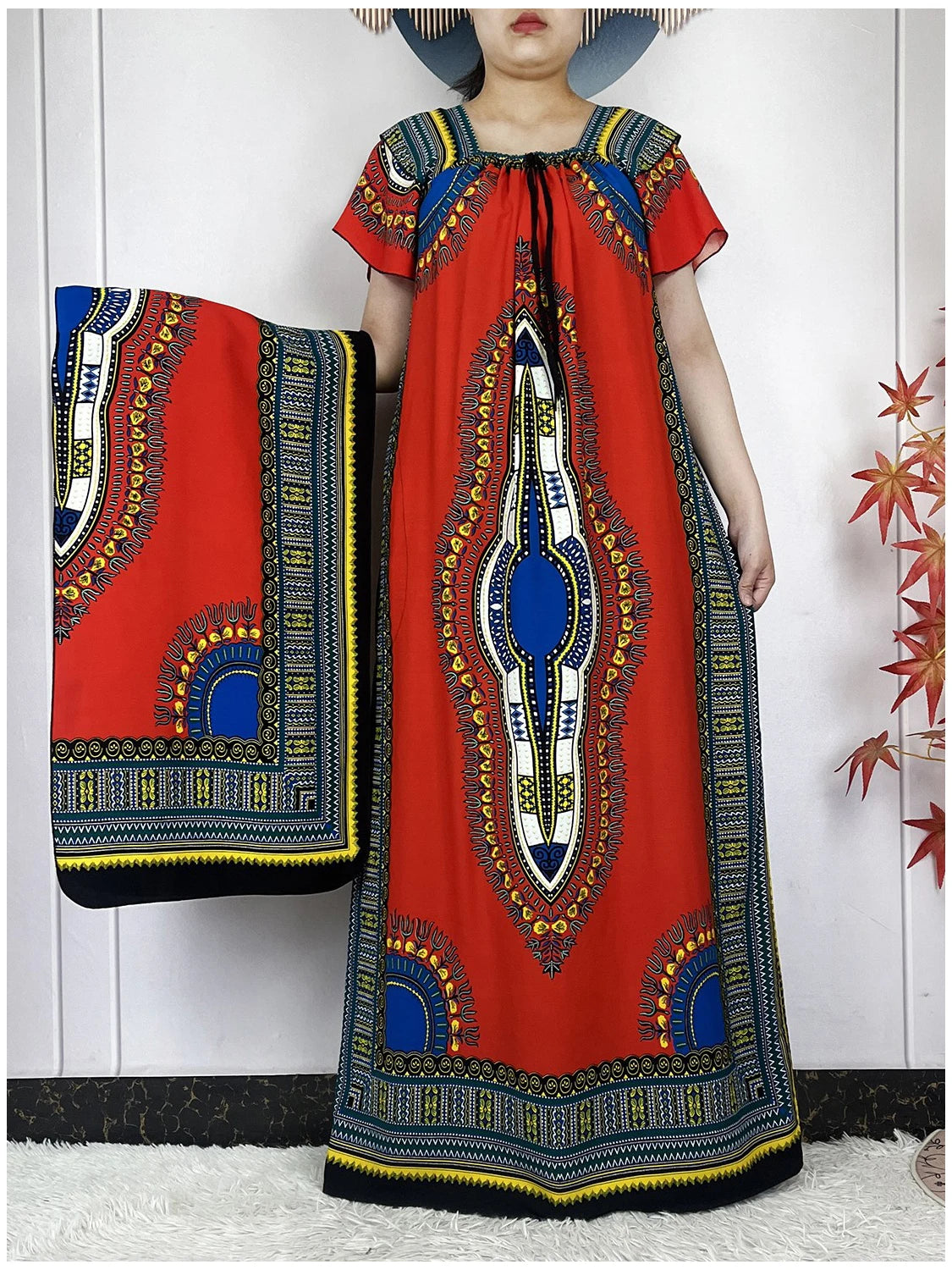 New Style African Abaya Summer Fashion Short Sleeve For Women Dress Cotton Boat Neck Loose Caftan Dubai Islam Femme Elegant Robe