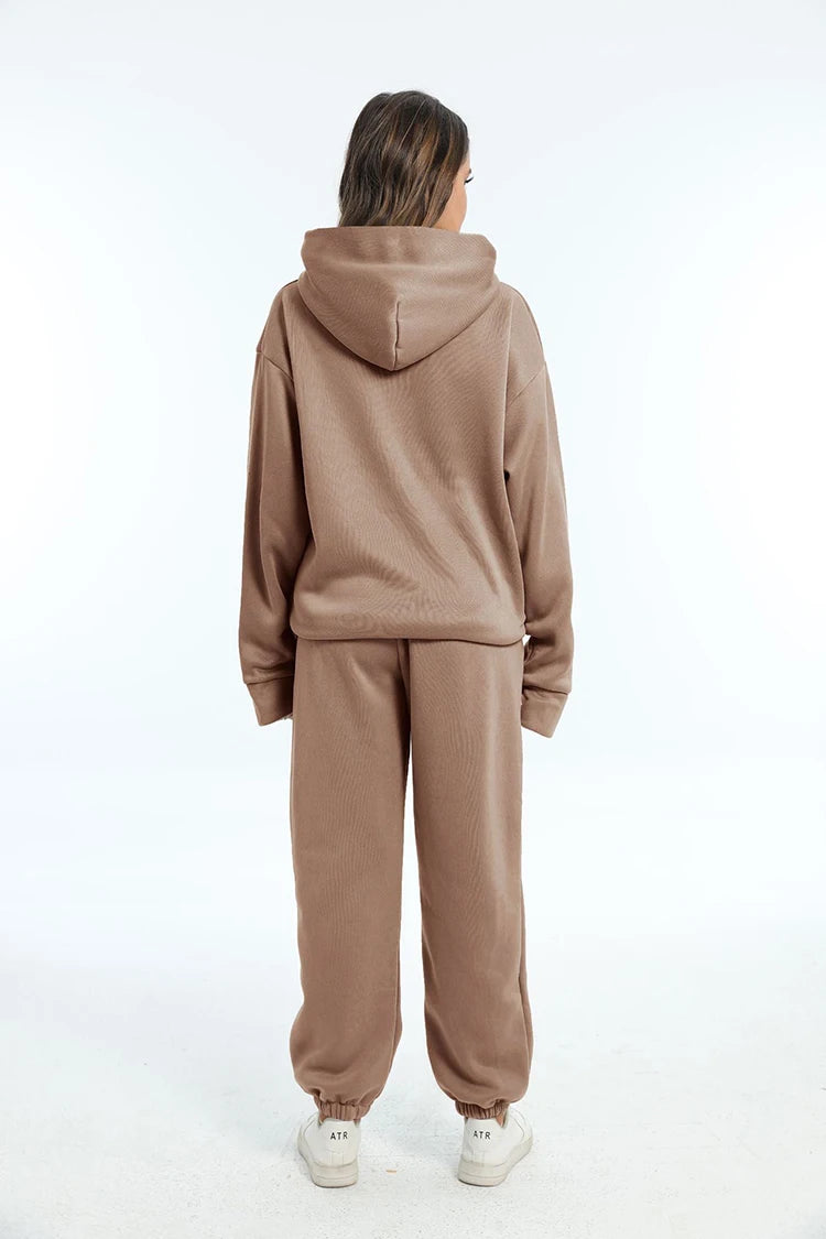 Women Two Piece Sets Tracksuit 2022 Autumn Casual Solid Long Sleeve Hoodie Sweatshirts Female Fashion Oversized Trouser Suits