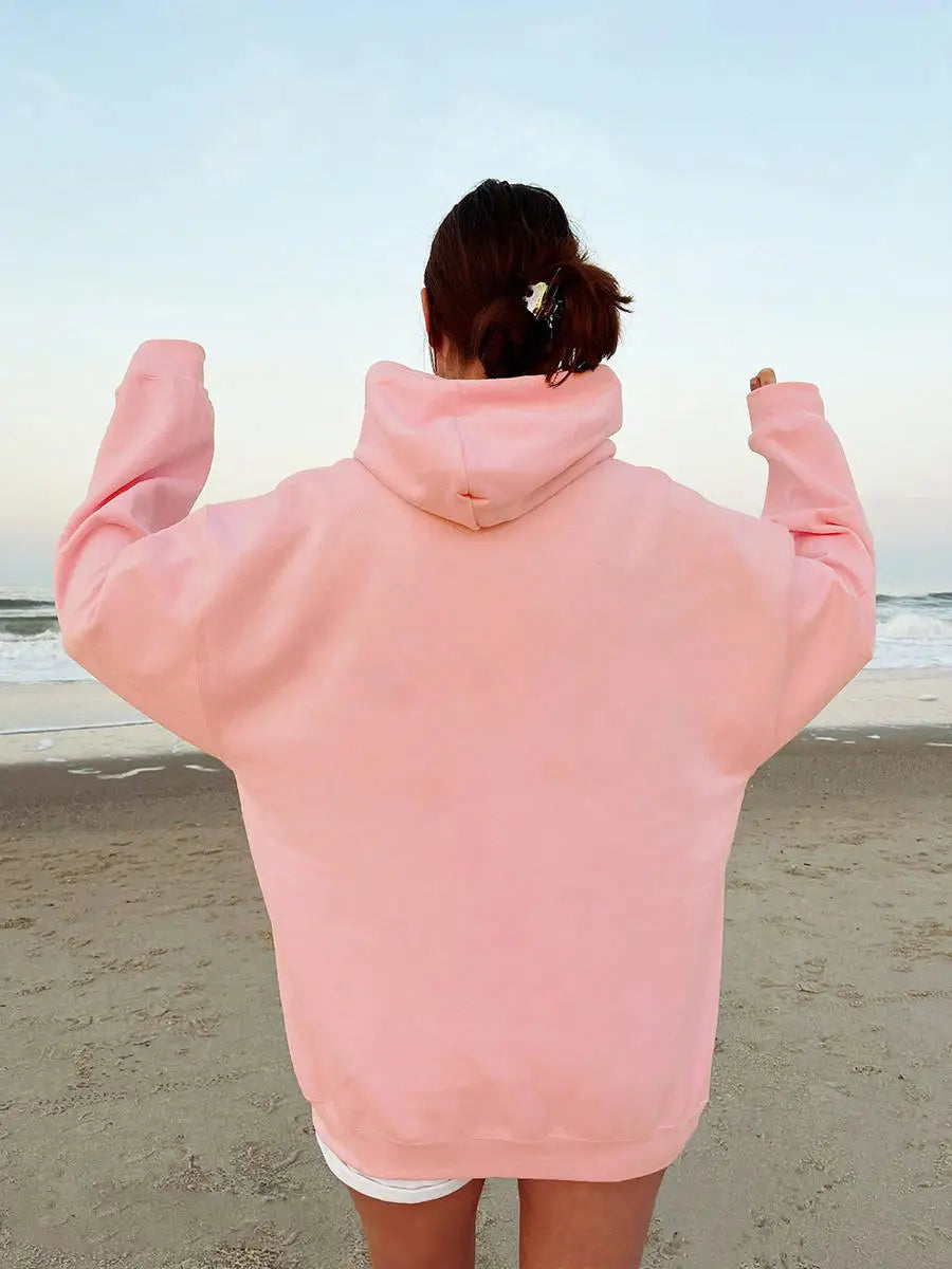 Women Hoodies Oversized Drop shoulder Fashion Loose Fleece Autumn Winter Printed Letter Pullover Aesthetic Sweatshirts 2025 New