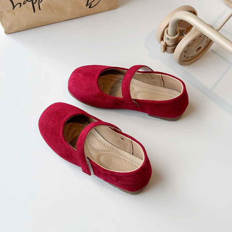 Spring Girl's Casual Shoes Round Toe Hook-loop Shallow Chic Kid's Flat Shoe Solid Colors Anti-slip Daily All-match Children Shoe