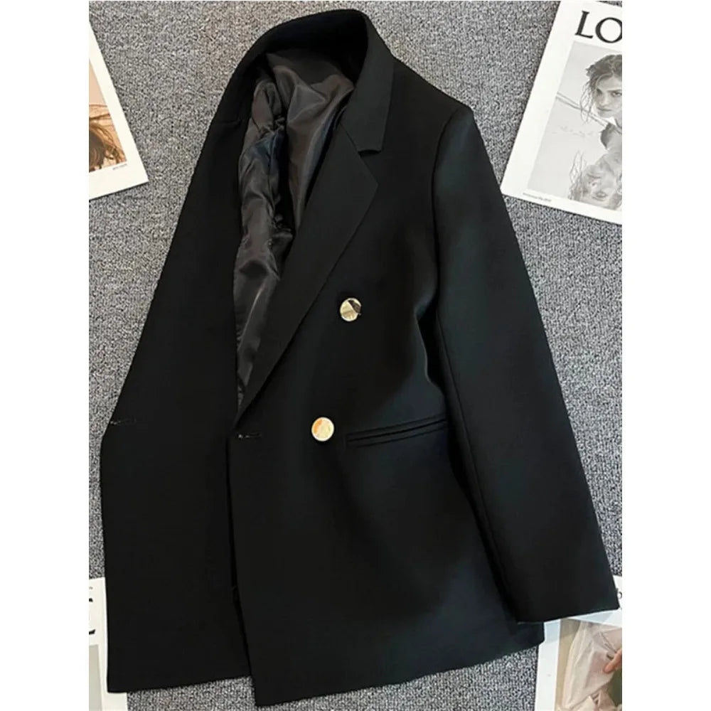 Women Blazer Luxury Double Breasted Jacket Korean Style 2025 Spring