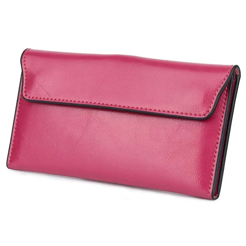 Luxurious Genuine Leather Women's Long Wallet Wallet Clutch 2-in-1 Credit Card Holder Wallet