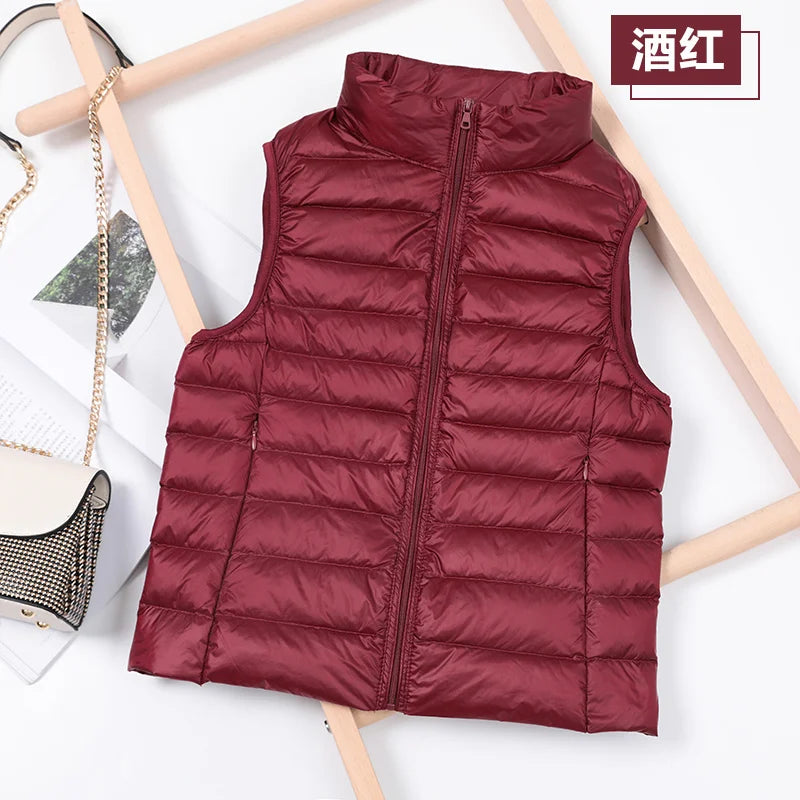 Ultralight Down Vest Women 2026 New Sleeveless Jacket Female White Duck Down Waistcoat Female Warm Puffer Jacket Outwear M-8XL