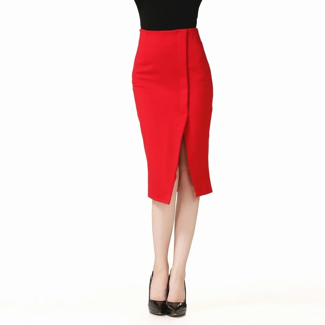 High Elastic European Style Sexy Split Package Hip Step Skirt High Waist Skirt