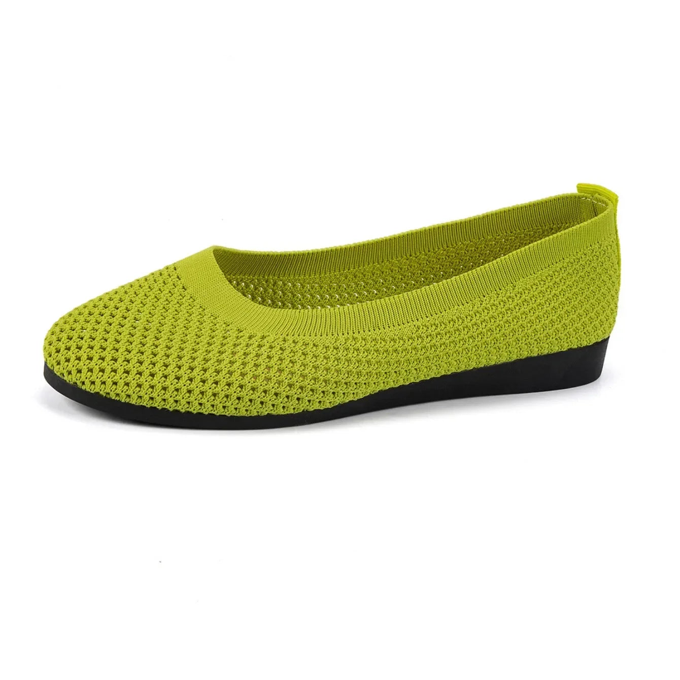 Women Round Toe Flat Shoes Solid Color Knitted Slip on Shoes Casual Breathable Ballet Flats Women Mesh Flat Shoes Loafers Woman