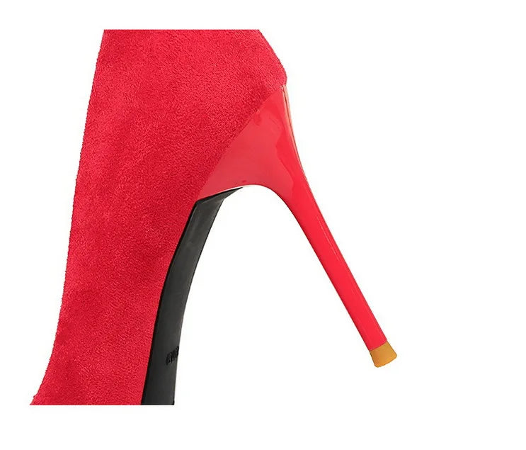 BIGTREE Shoes Metal Rhinestone Belt Buckle Women Pumps Suede High Heels Luxury Banquet Shoes Sexy Party Shoes Women Stilettos