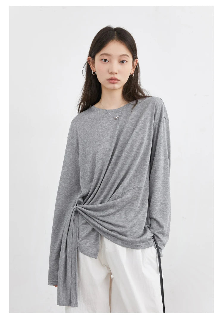 CHIC VEN Fashion Women's Pullovers Tees O Neck New Loose Solid Long Sleeve Female T-shirt Thin Female Top Spring Autumn 2025