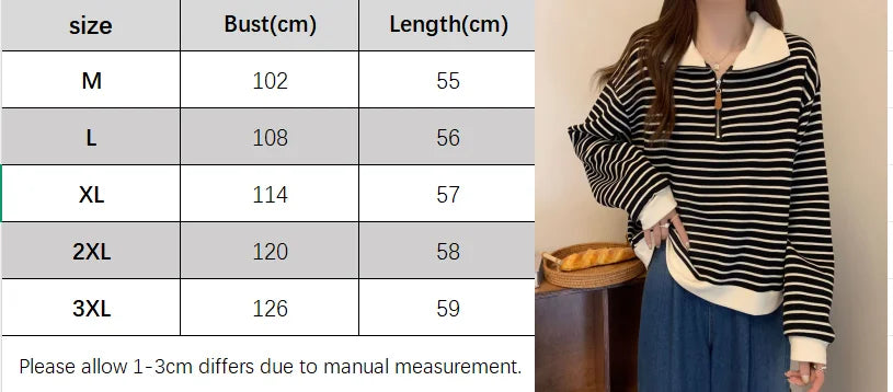 Women Striped Half Zip Sweatshirt Long Sleeve Collared Pullover Casual Fit  Fashion Oversized Streetwear Tops 2026 Tendencias BAZAARHUBO