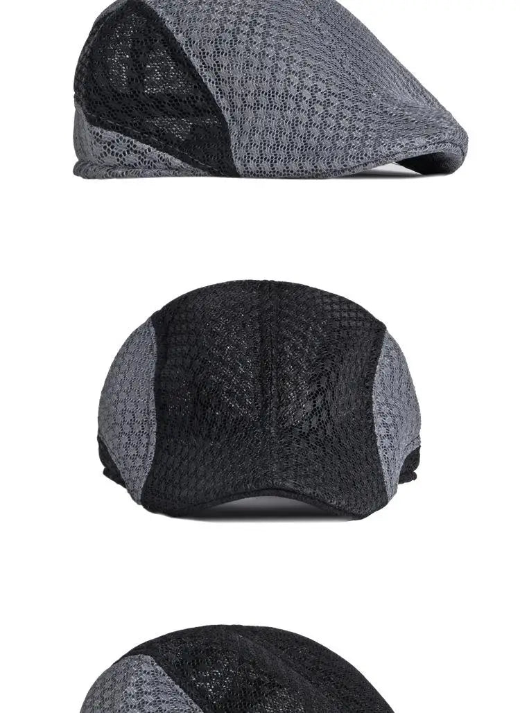 Big Head 58-61cm Summer Men Newsboy Breathable Cap Mesh Cabbie Golf Driving Sun Flat Beret Hats Caps Visors BAZAARHUBO