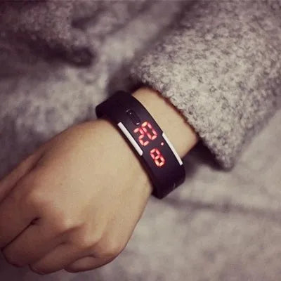 New Digital LED Watches Candy Color Silicone Rubber Touch Screen Digital Watches Women Men Children Bracelet Sports Wrist Watch