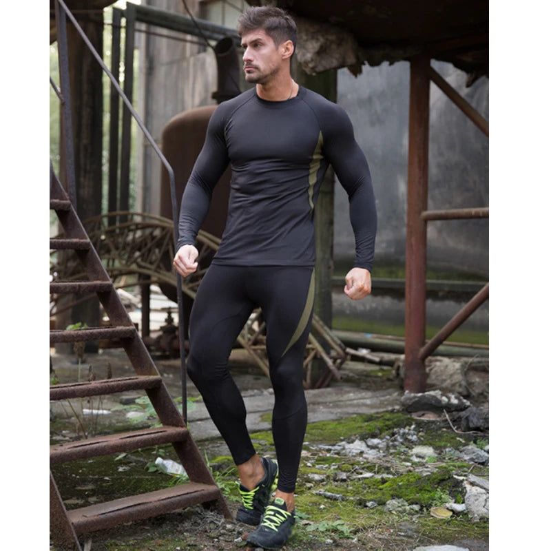 ESDY Fleece Thermal Underwear Men Autumn Winter Warm Long Johns Fitness Sports Compression Breathable Leggins Thermo Tracksuit