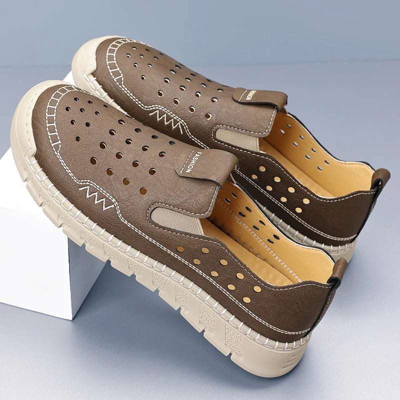 Men's Loafers High-quality Handmade Soles Breathable Lightweight Park Walking Shoes Commuting Men's Driving Leather Shoes
