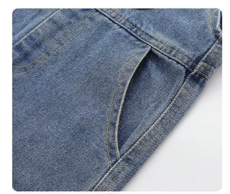 2024 fashion spring autumn kids jumpsuit Boys girls cartoon denim bib pants children trousers FashionToddler Casual 0-5Y
