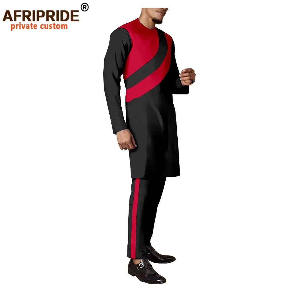 Tracksuit Men African Clothing Long Coats and Trousers 2 Piece Set Traditional Outfits Dashiki Outwear Wax Attire A2016036