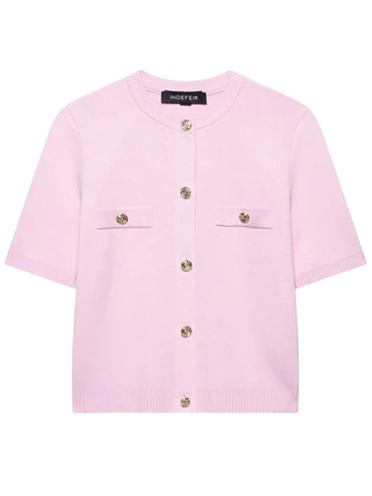 HXAO Cardigan Woman Knitwear Button Ladies Short Sleeve Knit Bolero Women's Tricot Top Summer Outerwear Crop Cardigan Top Female