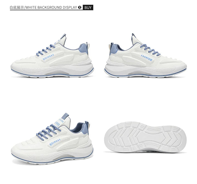 Summer 2026 Men's Thick Sole Sneakers Breathable Casual Running Shoes Streetwear Lightweight Trendy Footwear