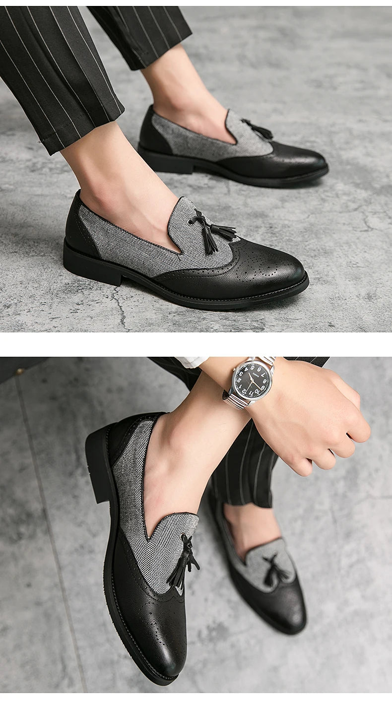 men leather shoes tassel loafers for men social shoe male classic shoes men elegant party moccasins mens fashion footwear