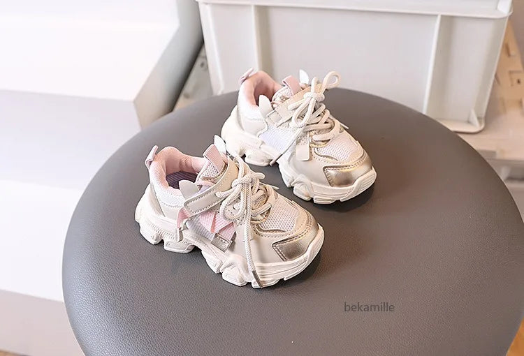 Kids Casual Sports Sneakers Soft Non-slip Sole Comfortable Walking Shoes for Boys Girls Autumn Colorful Style