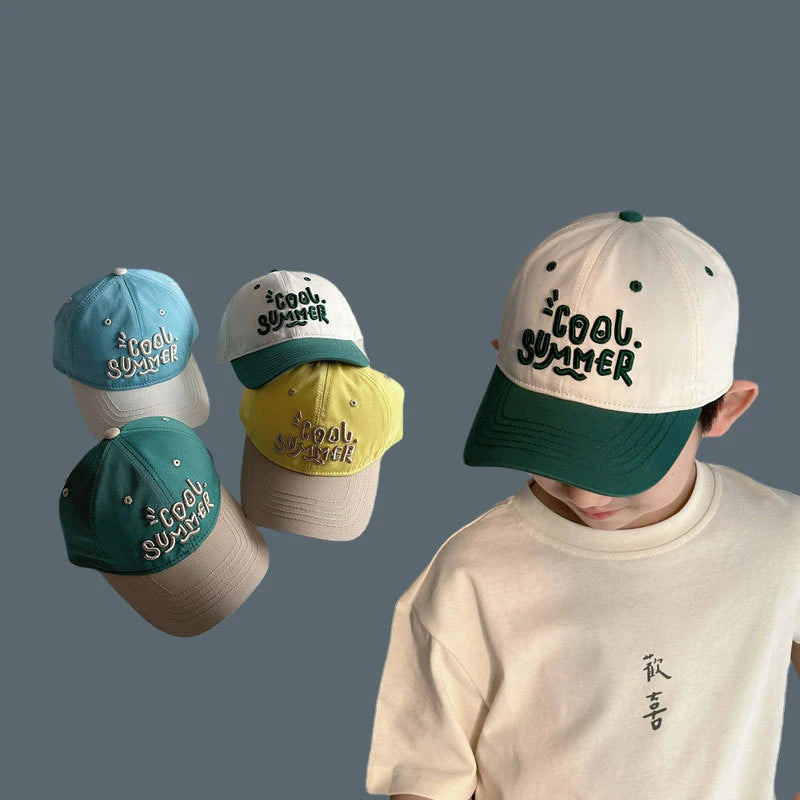 Letter Colorblock Kids Baseball Cap Summer Sunshade Toddler Peaked Hat Korean Embroidered Children Sun Hats