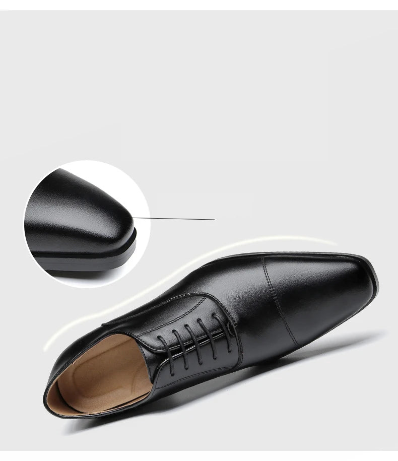 Genuine Leather Mens Dress Shoes Black Formal Social Shoe Male Business Wedding Derby for Man Luxury Italian Oxford Loafers 2024