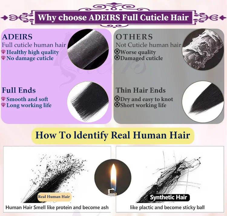 ADEIRS Genius Wefts Extensions Hair Bundles Brown Blonde 100% Real Human Hair Straight Remy Hair Invisible can Curly