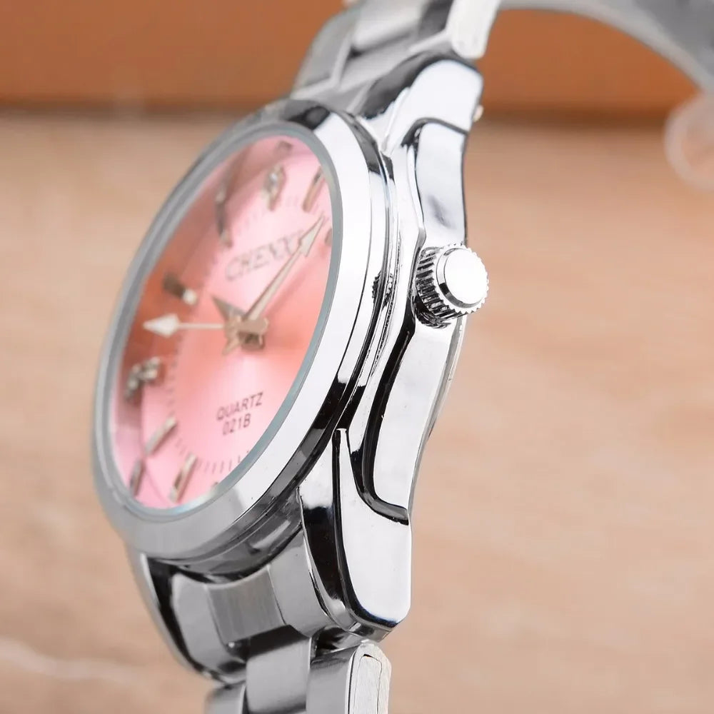 CHENXI 021B Women's Watch Simple Design Luxury Stainless Steel Women Quartz Wristwatch Rhinestone Dial Watches Gift for Ladies
