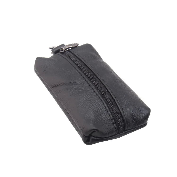 Soft  Genuine Cow Leather Housekeeper Small Round Columnar Key Holder Car Key Wallet Coin Pouch Purse key bag