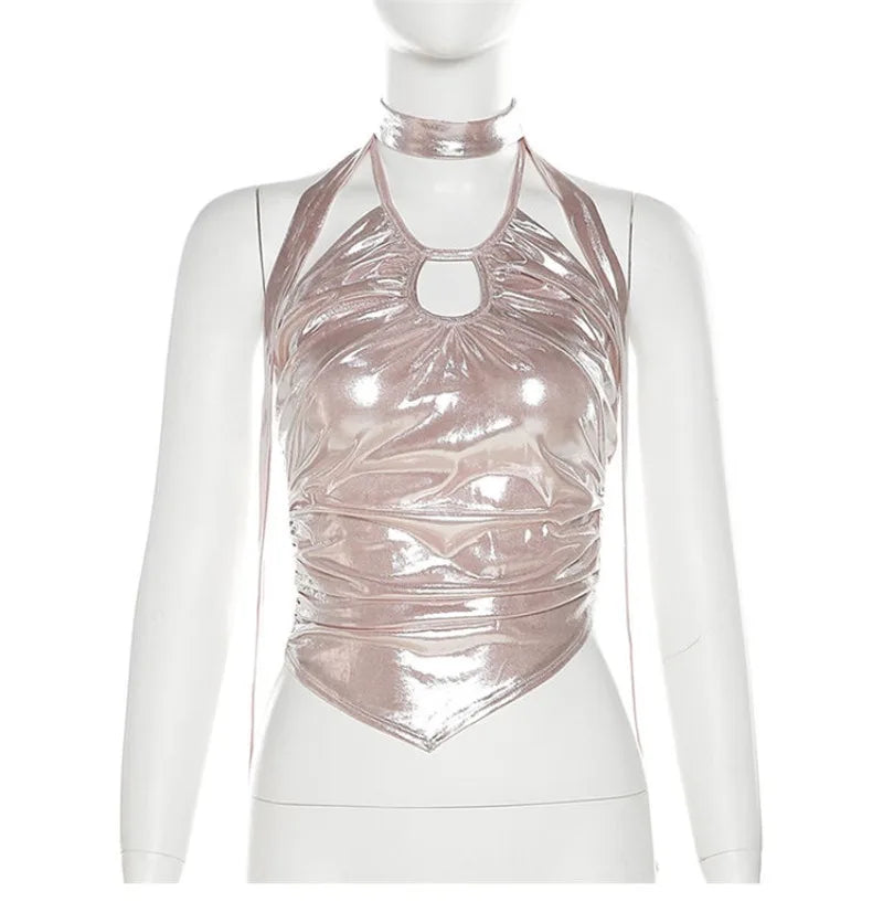 Sexy Backless Suspender Vest Women Punk Streetwear Hollow Design Party Top American Style Irregular Fashion