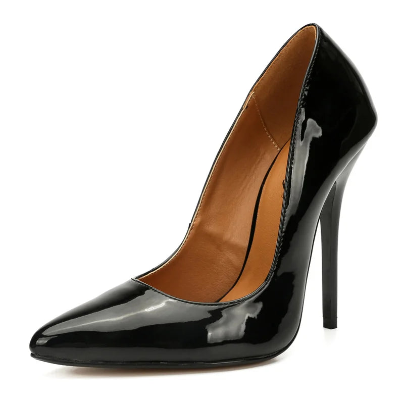 Sexy Extreme High Heels Pumps Women Shoes Large Size 45 Point toe Black Red Heeled Autumn Office Party Wedding Shoes Female