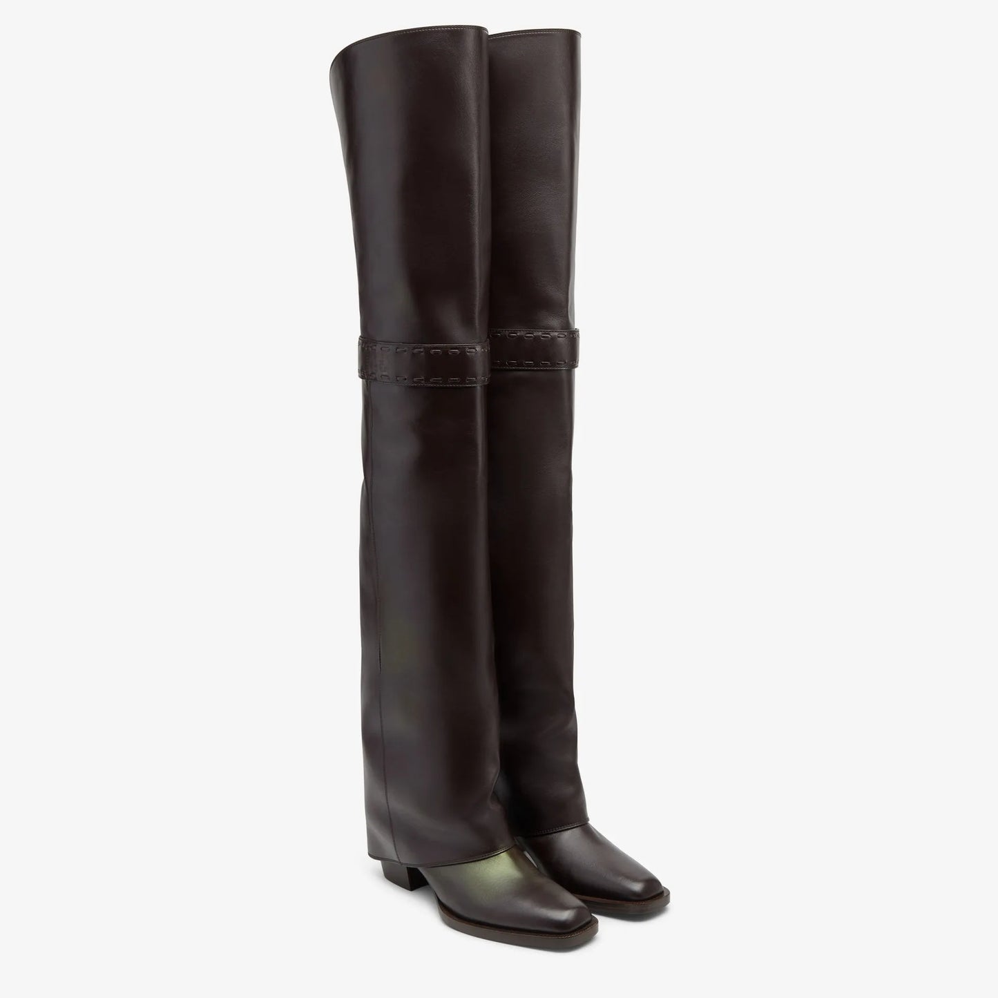 Elegant Temperament of European and American Women, Thick High Heels, Skirt Hem, Knee High Boots, Oversized Retro Knight Boots